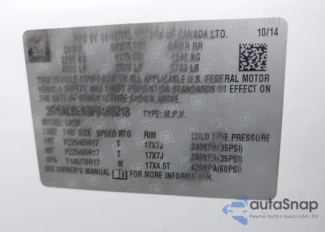 2015 Chevrolet Equinox 1Lt from USA, damaged, VIN 2GNALBEK9F6188218